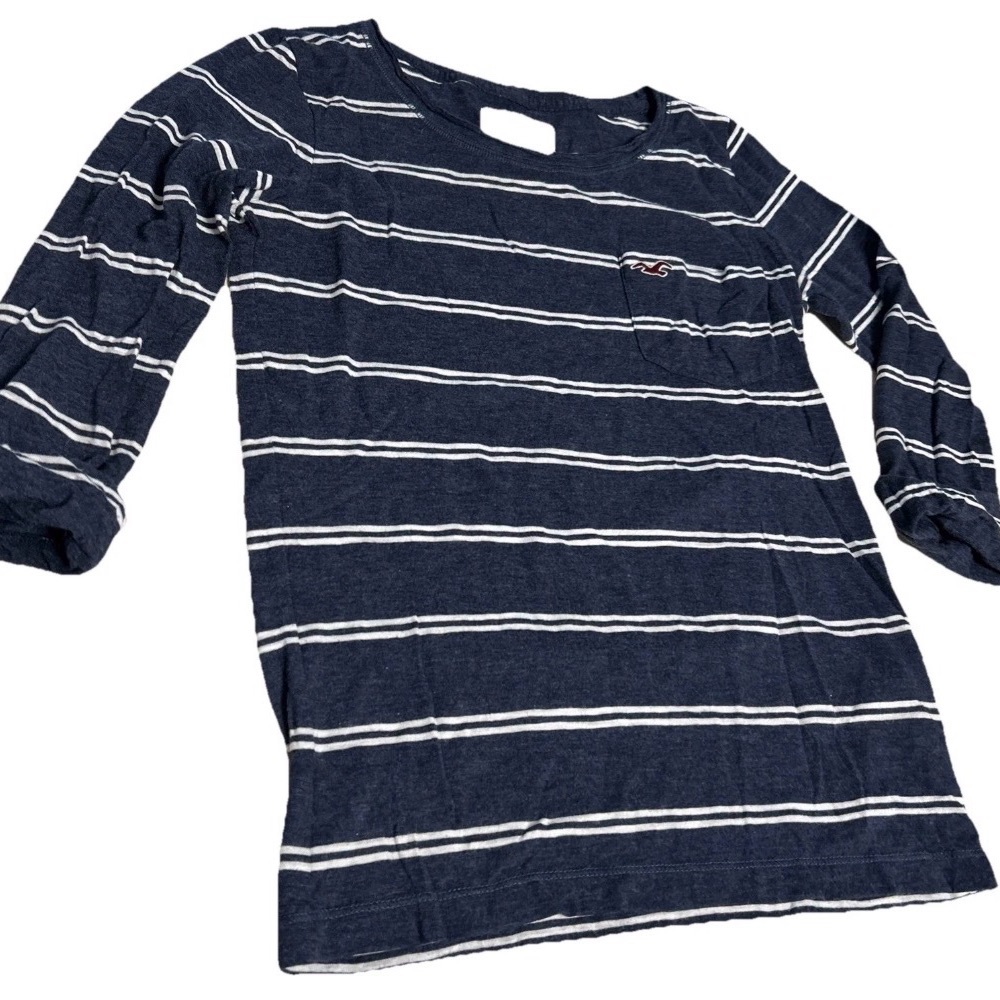 Hollister Y2k super Soft Cotton Blue Stripped Tshirt XS 3/4 Sleeves